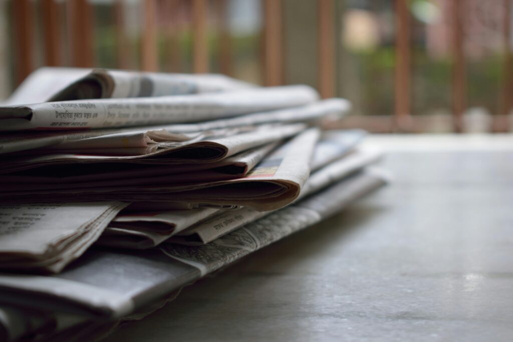 Newspapers laying on the table